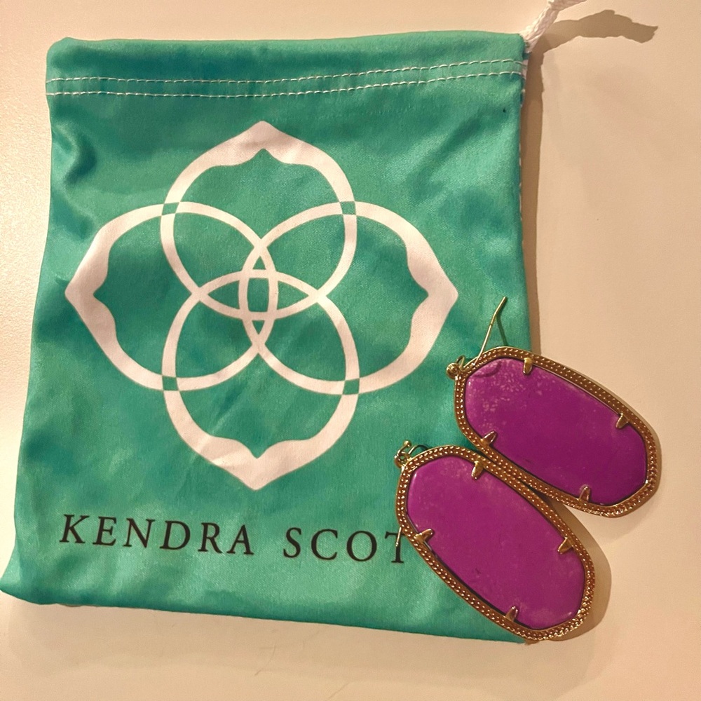 Purple Kendra Scott Gold Drop Earrings